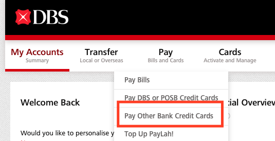 how to pay other bank credit card